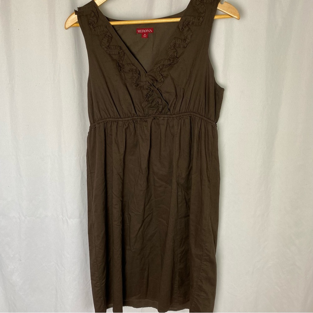 Merona Brown Sleeveless Dress with Ruffles